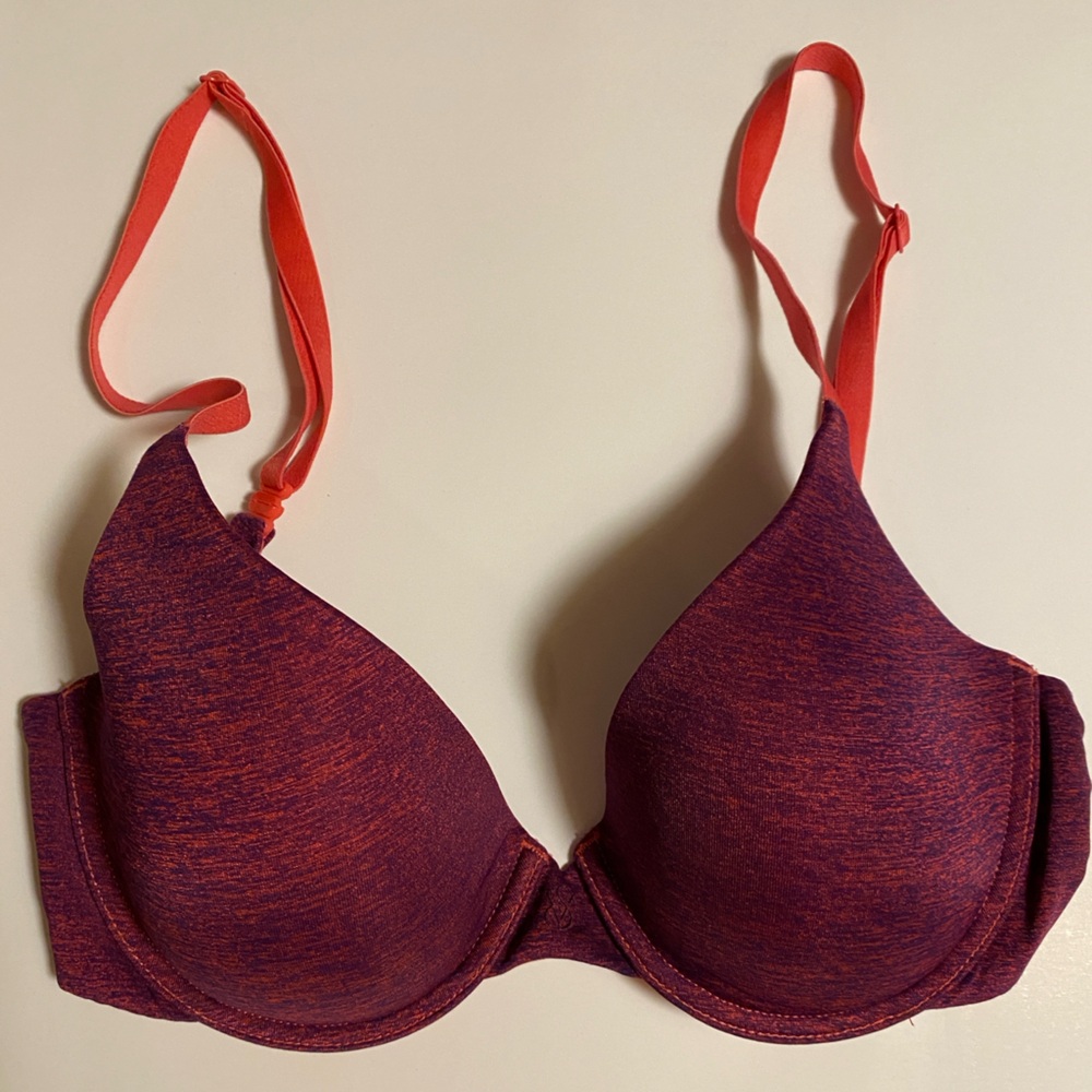 32C VS Uplift Semi Demi PushUp Convertible Underwire Bra Heathered Purple Pink